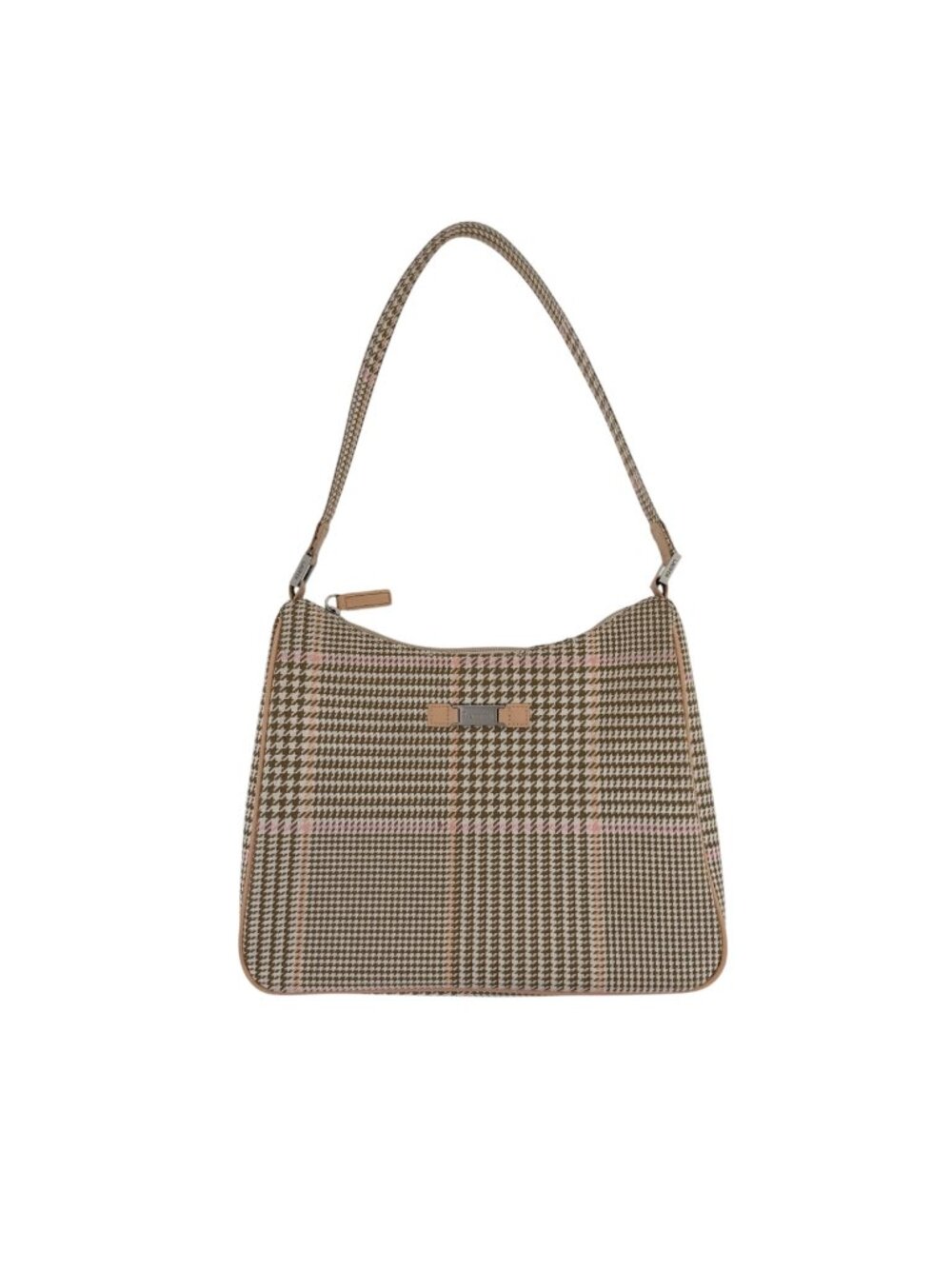 Vintage Lauren Ralph Lauren Preppy Houndstooth Plaid Zip Shoulder Bag Purse